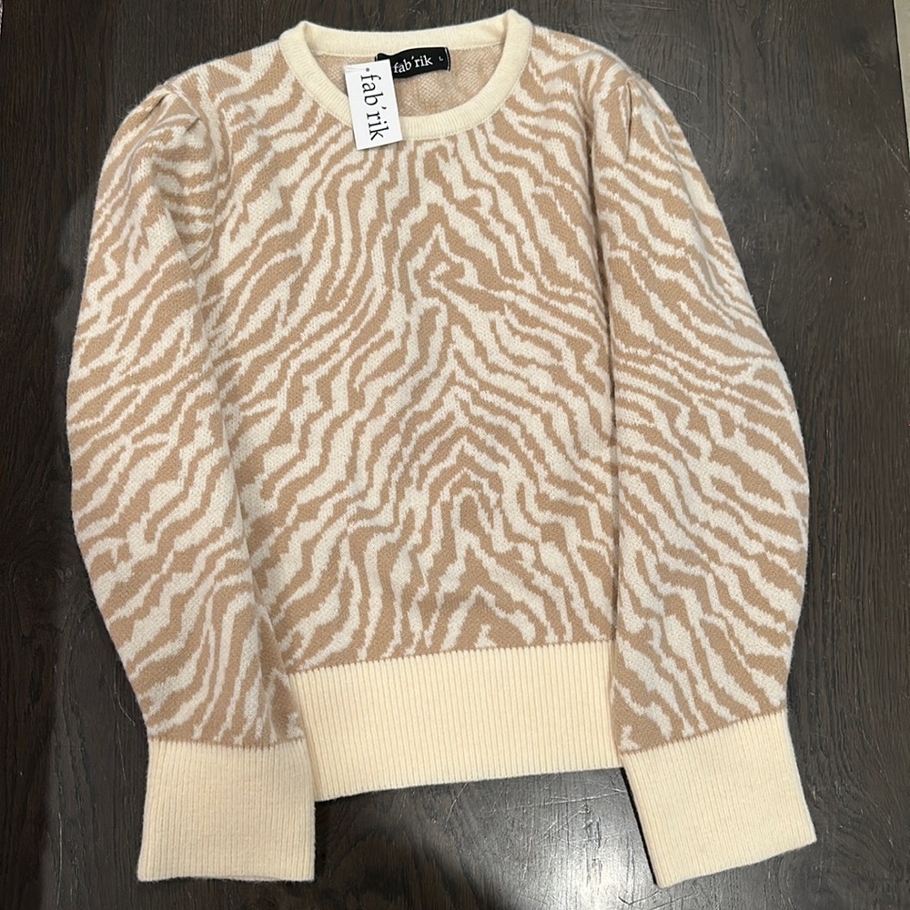 Fab’rik Laska Zebra Print Sweater Cream/Taupe